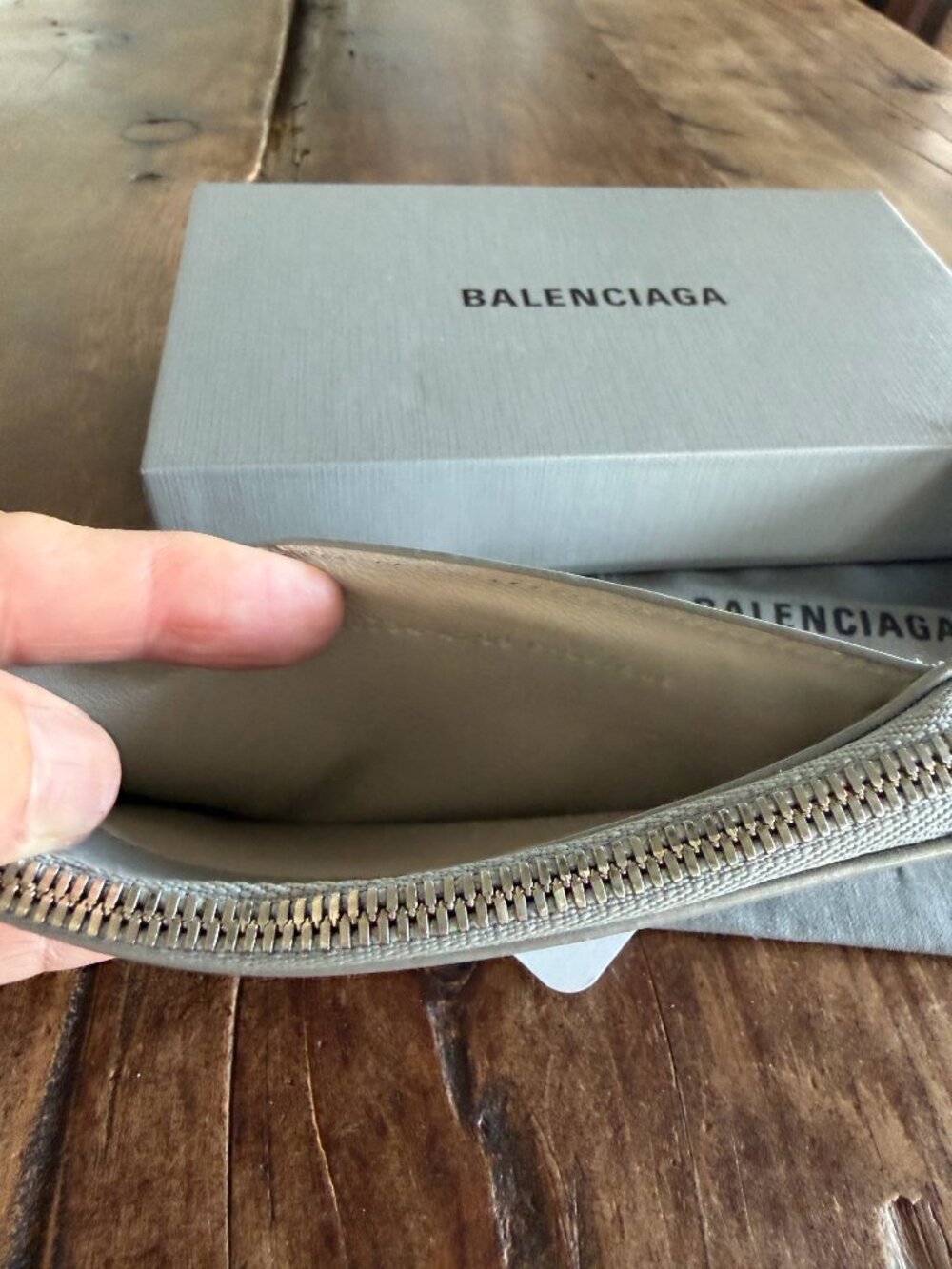 Balenciaga Leather Zip Card Holder Wallet Light Blue w/ Original Box & Dust Bag - Picture 3 of 7